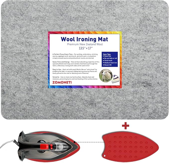 ZOMONETI 17" x 13.5" Wool Pressing Mat 100% New Zealand Felted Wool Ironing Mat by ZOMONETI
