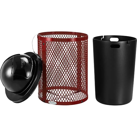 Global Industrial 36 Gallon Outdoor Steel Trash Can - Image 2