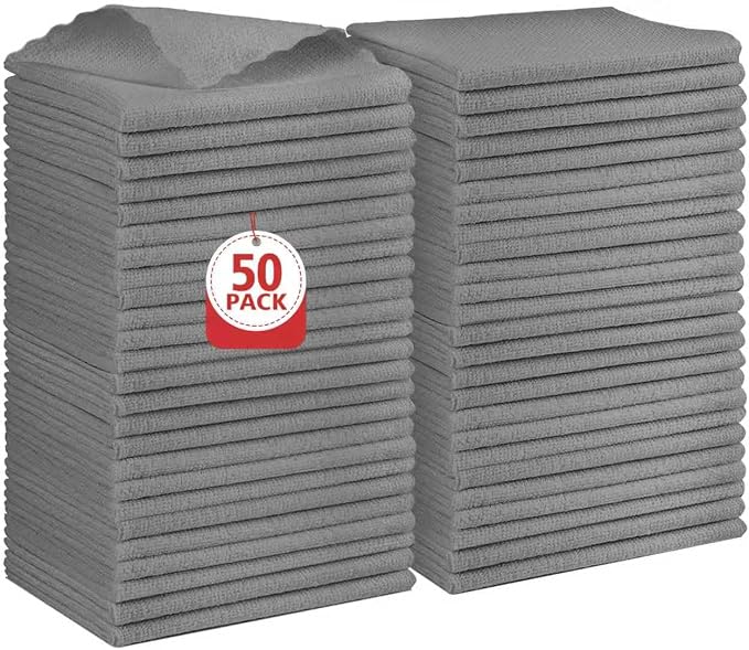 Orighty Grey Microfiber Cleaning Cloth, 50 Pack Highly Absorbent Cleaning by AllRightinOrighty