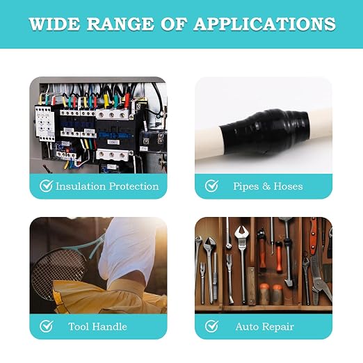 Self Fusing Silicone Tape 1 in x 16.4' Black Waterproof Rubber Leak Proof - Image 4