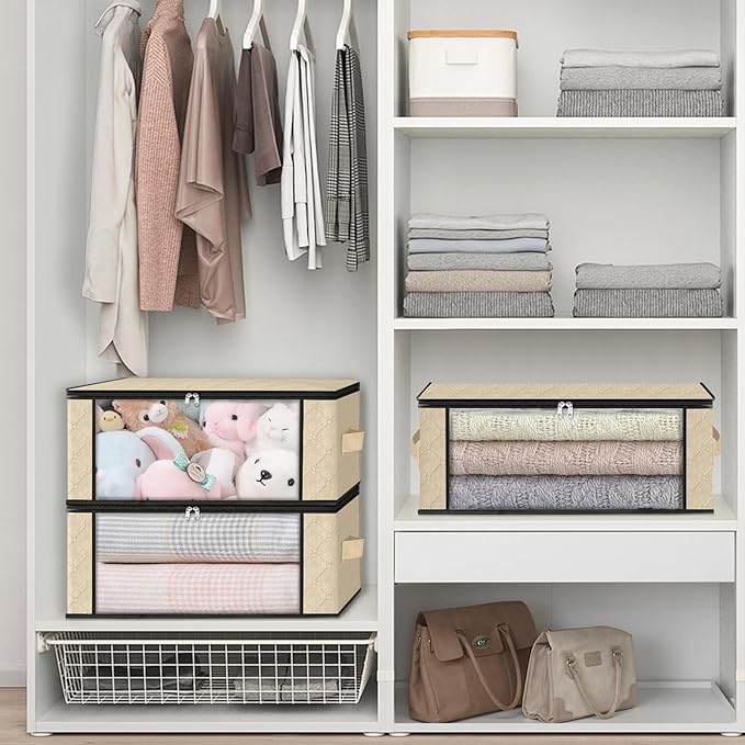 HomeHacks Storage 4-Pack Clothes Organizer Storage Bags Foldable Storage Box - Image 6