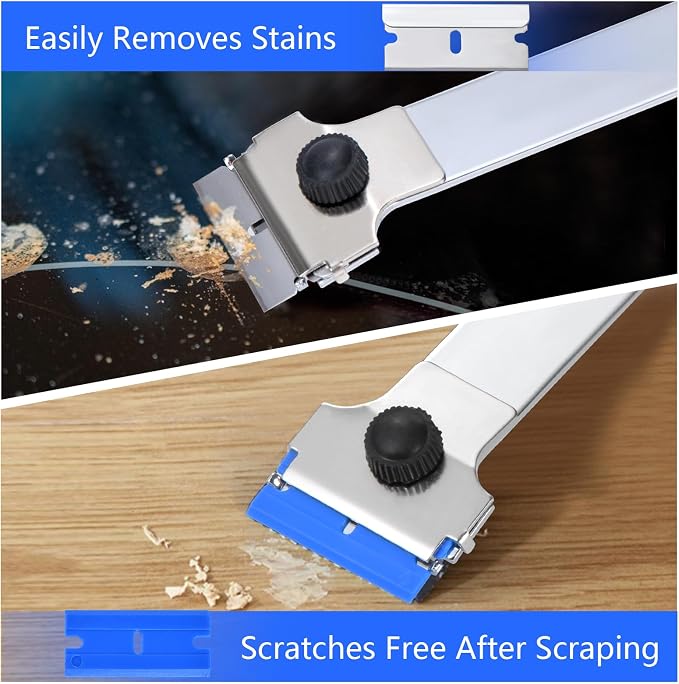 Razor Blade Scraper Tool with 10 Pcs Extra Replacement Metal and 10 Pcs Plastic - Image 4