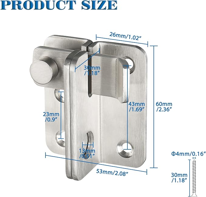 Alise Flip Latch, Gate Latches Slide Bolt Latch Safety Door Lock Catch - Image 2