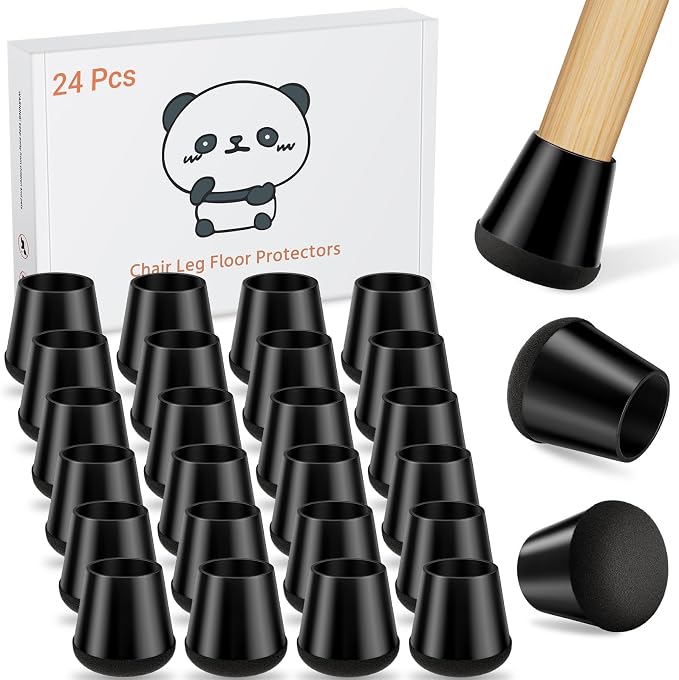 24 PCS Silicone Chair Leg Floor Protectors Small Rubber Felt Furniture Pads by Meldel