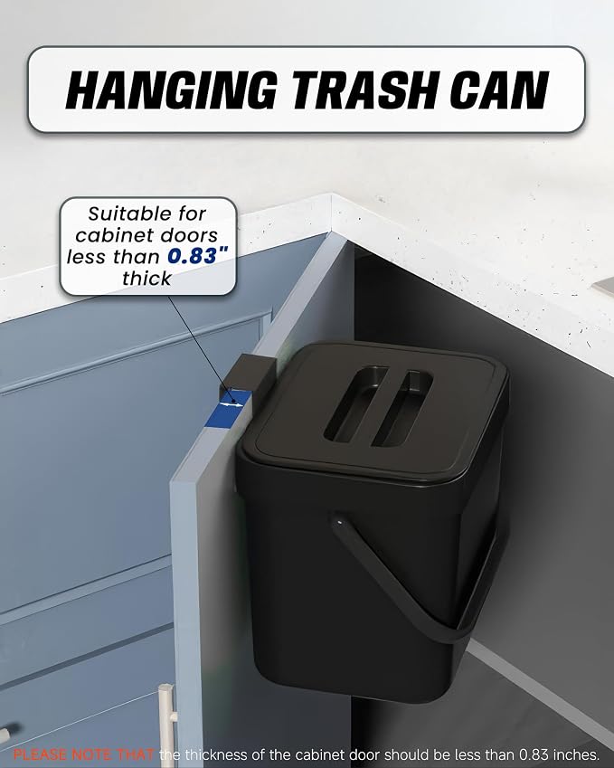 Countertop Compost Bin Kitchen, 1.8 Gallons Hanging Trash Can - Image 4