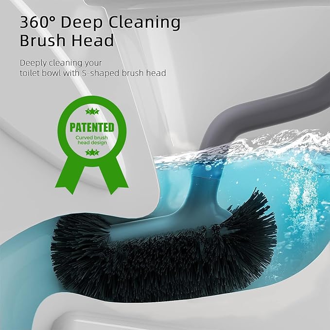 HAMITOR Toilet Bowl Brush Holder Set: Bathroom Deep Cleaning Toilet Cleaner - Image 2