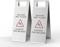 Stainless Steel Wet Floor Sign 2 Pack, 24 Inch Double-Sided Foldable Caution by CrazyAnt