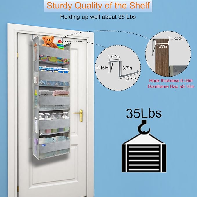 Extra Large Over The Door Organizer Storage 5-Shelves and 10 Side Pockets - Image 5
