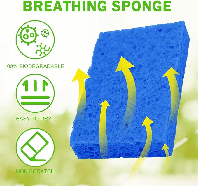 YoleShy 24 Pack Kitchen Sponges Natural Cellulose Compressed Sponges - Image 4