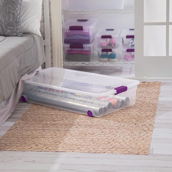 Sterilite 16-Pack 60 Quart ClearView Latch Box, Wheeled Underbed Organizer Bins - Image 6