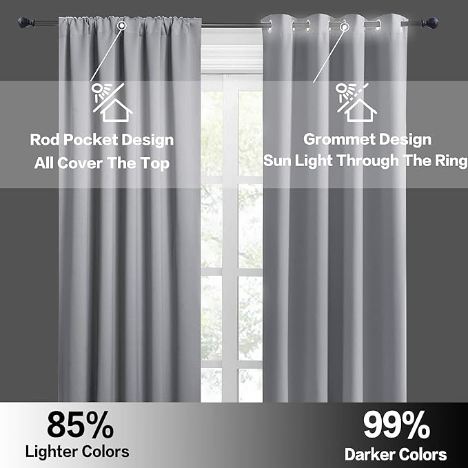 RYB HOME Blackout Curtains for Small Window, Thermal Insulated Kitchen Curtains - Image 6