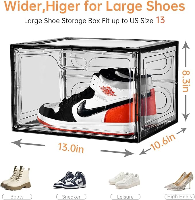 New Gray 8 Pack Shoe Boxes Stackable, Large Shoe Storage Organizer - Image 6