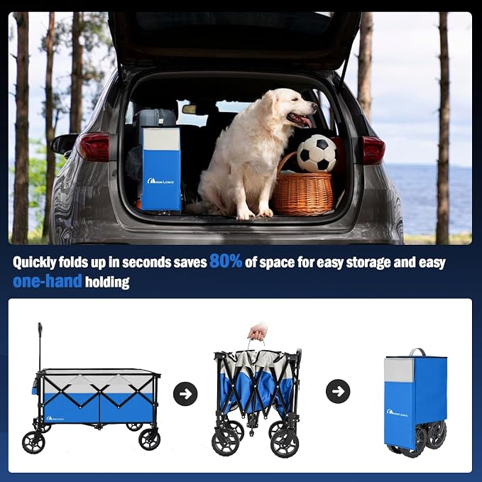 Moon Lence Collapsible Folding Wagon Cart Heavy Duty Folding Garden Portable - Image 6