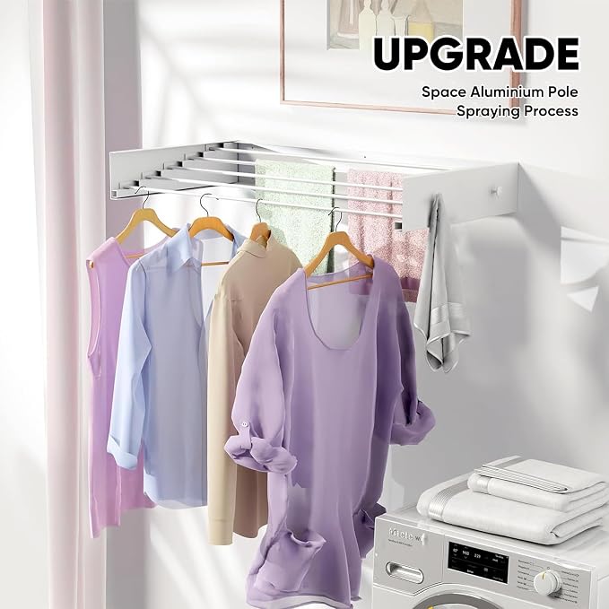 Clothes Drying Rack 20 inches Foldable Wall Mount Laundry Rack Folding Indoor - Image 8