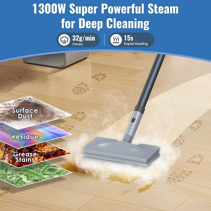 FEPPO Steam Mop with Detachable Handheld Steam Cleaner - Image 3
