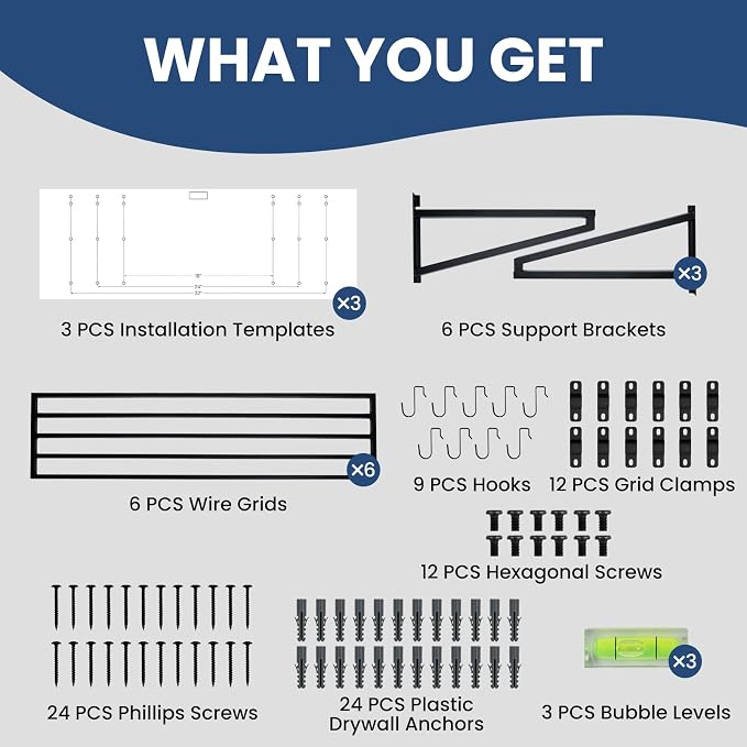 3-Pack Garage Wall Shelves, 750 lbs Capacity, Steel Garage Organization Shelving - Image 6