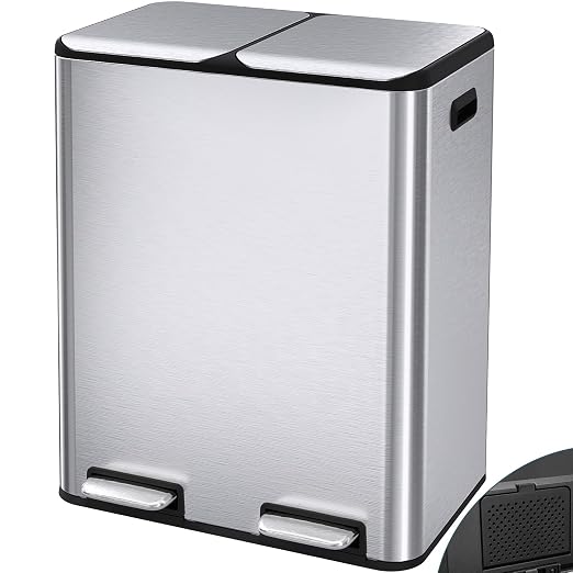 Arlopu 16Gal Dual Trash Can w/2 Built-in Box by Arlopu
