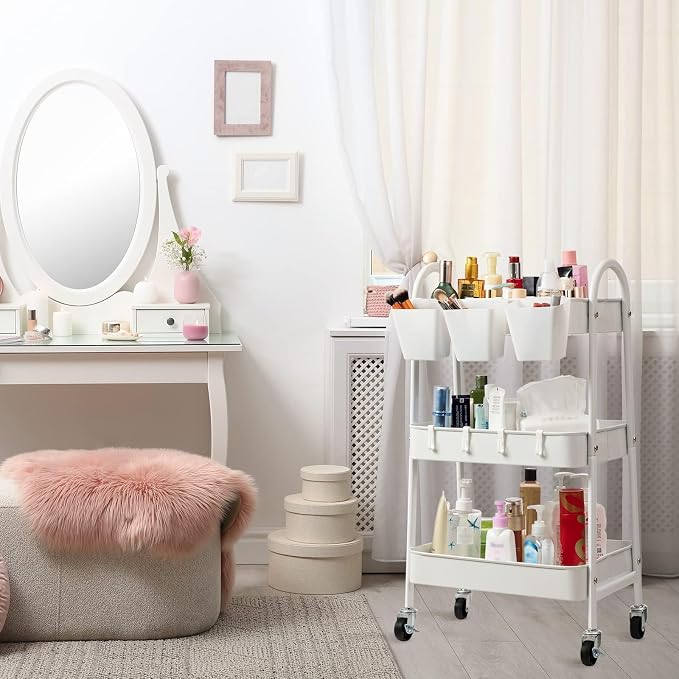 danpinera 3-Tier Rolling Cart, Metal Rolling Storage Cart - Image 7