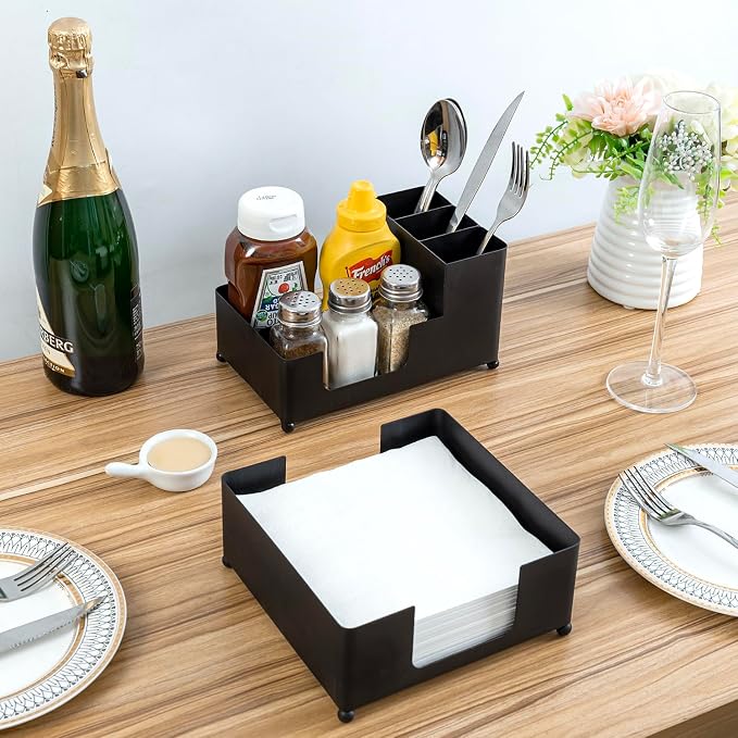 MyGift Modern Brass Tone Metal Tabletop Commercial Folded Paper Towel Holder - Image 4
