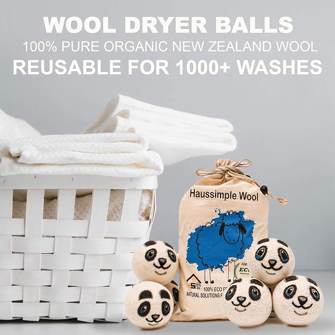 Wool Dryer Balls Organic Felt 6 Pack Laundry Fabric Softener, Extra Large - Image 7