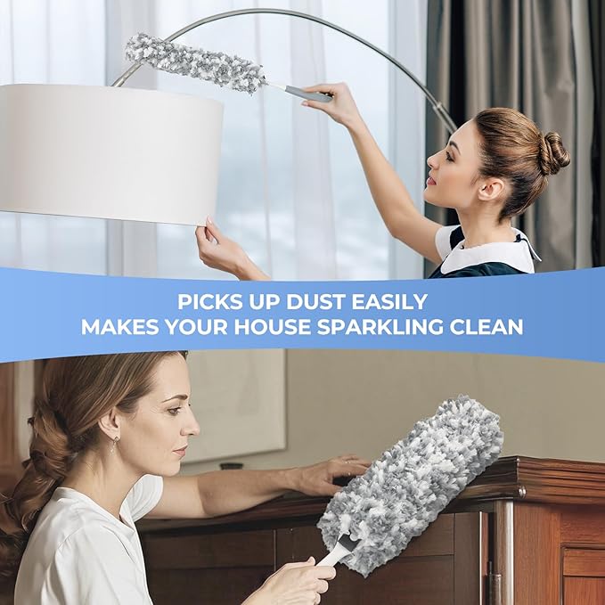Microfiber Duster with an Extra Washable and Reusable Duster Head, Microfiber - Image 3
