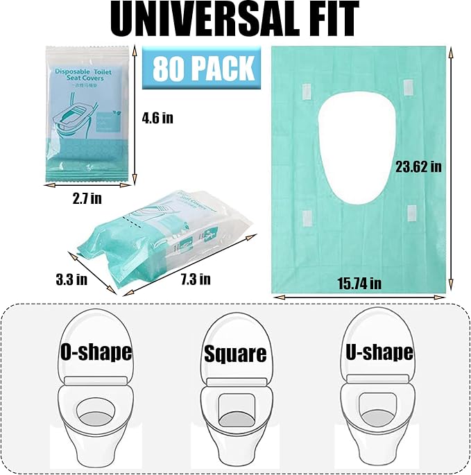 80 Pack Toilet Seat Covers Disposable 16x24 Inch XL Portable Toilet Liners - Image 2