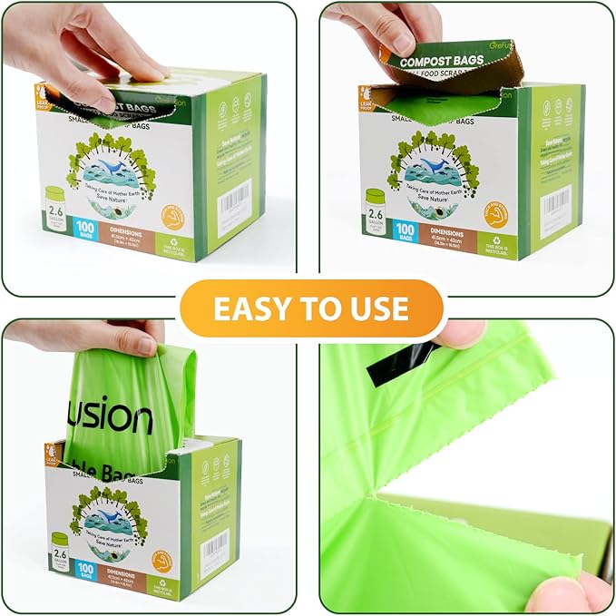 GreFusion Compostable Bags for Kitchen Compost Bin, 1.2 Gallon, Certified by - Image 6