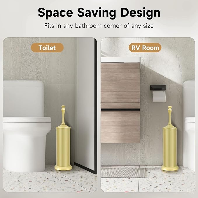 Gold Toilet Brush and Holder，Extra Long Handled Toilet Brush - Image 7