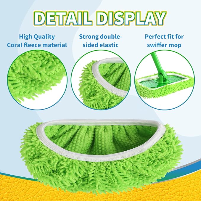 6Pcs Reusable Microfiber Mop Pads Compatible - Image 3