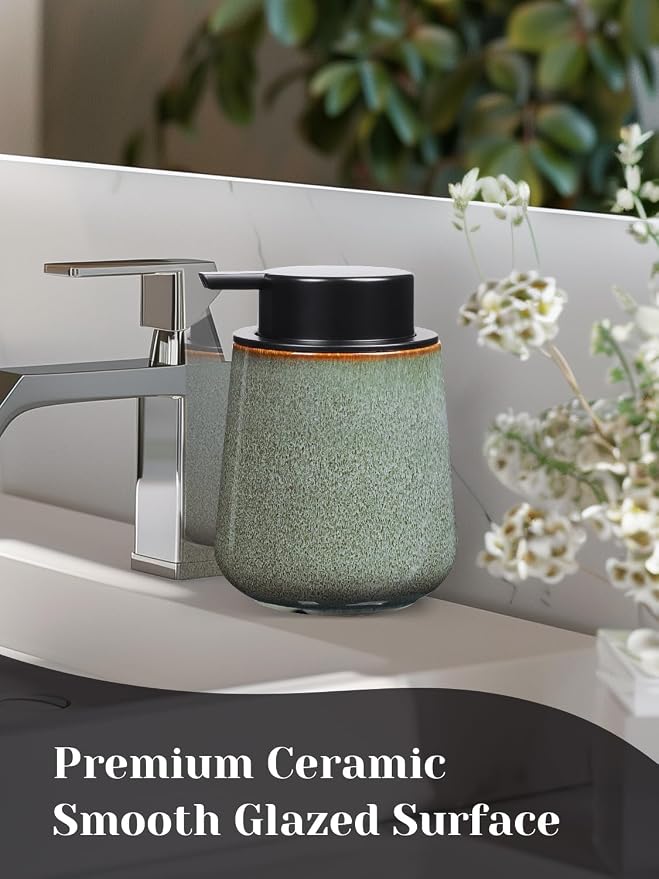 INGOFIN Ceramic Lotion Dispenser - 12 oz Refillable Hand Soap Dispenser Bathroom - Image 6