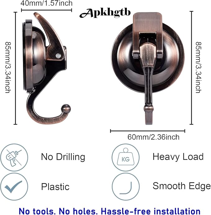 Suction Cup Hooks for Shower, Glass Door, Tile – Loofah, Bath Robe Hook Holder - Image 4