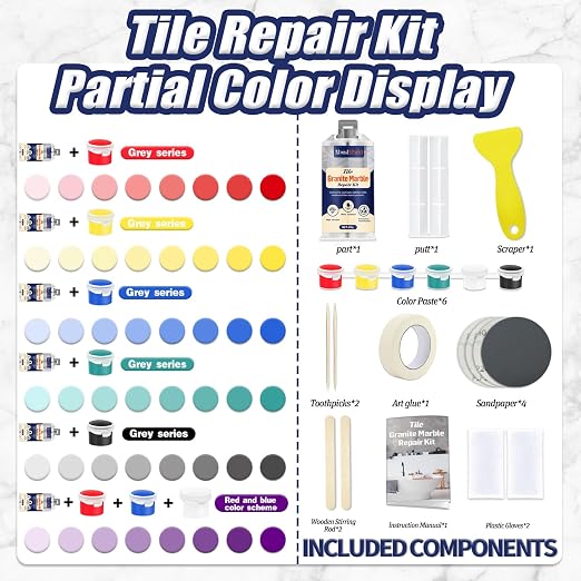 Tile and Granite/Marble Repair Kit, Porcelain Stone and Quartz Countertops - Image 2