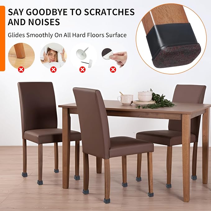 Ezprotekt 24 Pcs Rectangle Black Silicone Chair Leg Floor Protectors Caps - Image 6