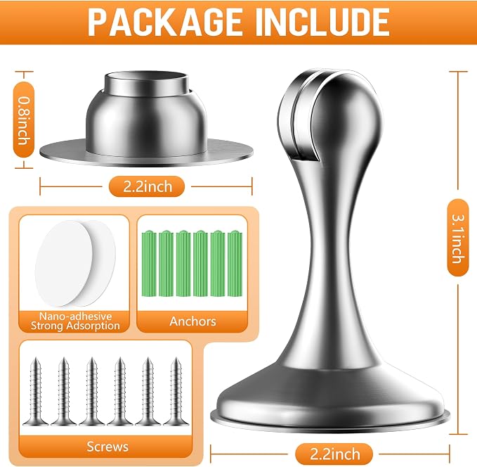 Crosize Magnetic Door Stoppers 2 Pack, Stainless Steel Door Catch - Image 3