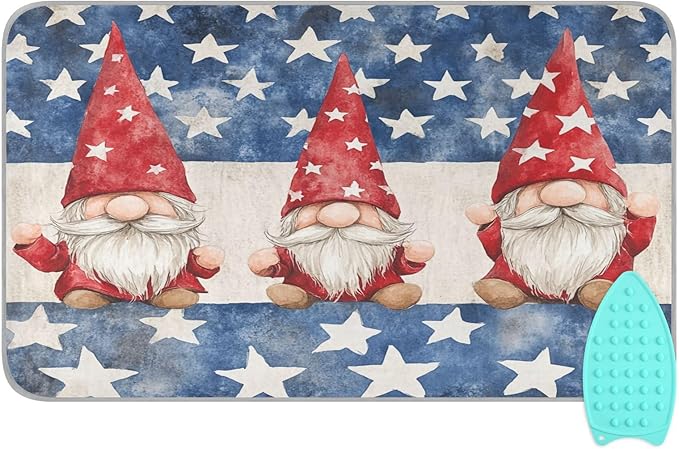 Three July 4th Gnomes Stars Ironing Mat by Tatenale