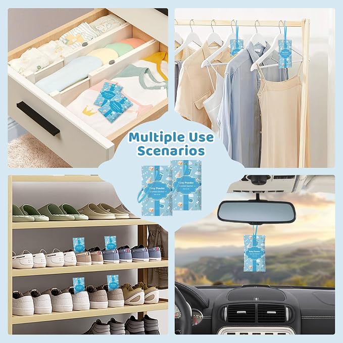 SCENTORINI Scented Sachets for Drawers and Closets, Baby Powder Scent 14 Pack - Image 6