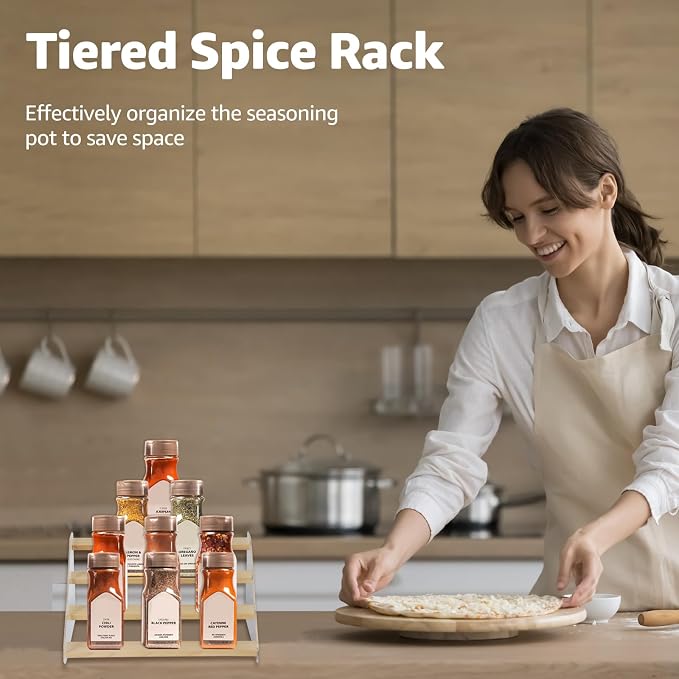 nianfeng Tiered Spice Rack, 4-Tier Spice Pantry Kitchen Cabinet Organizer - Image 3