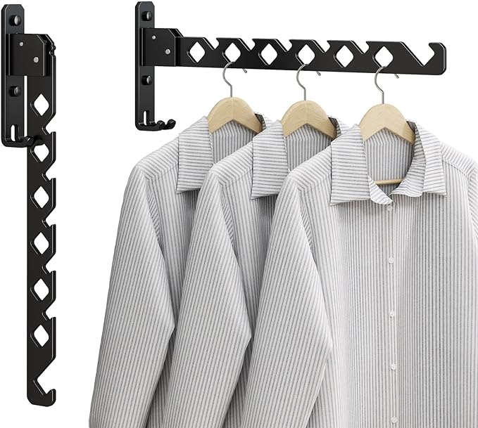 Wall Mounted Clothes Drying Rack, Wall Clothes Hanger Hook by Dancrul