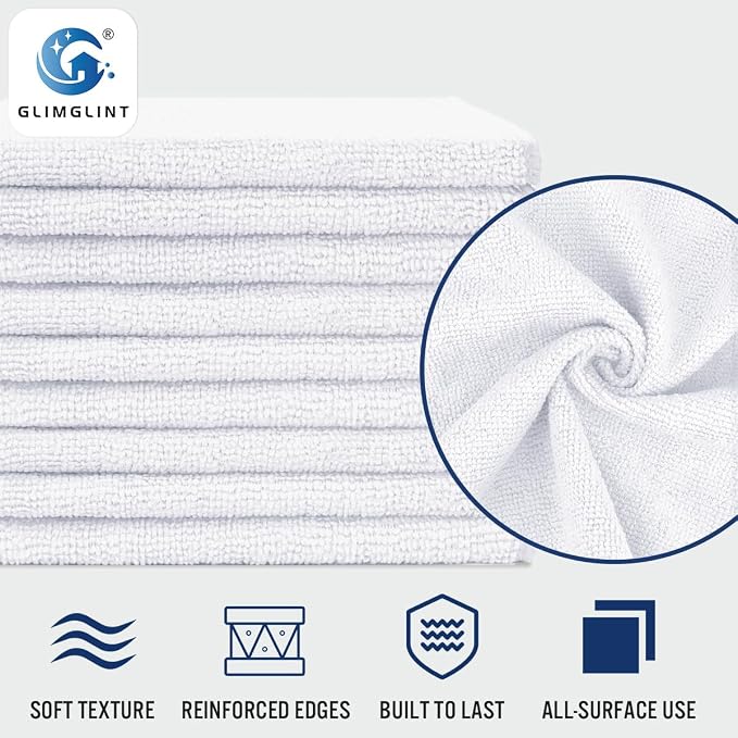 GLIMGLINT White Microfiber Cleaning Cloth, 150 Pack Microfiber Towels - Image 3