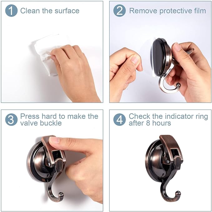 Suction Cup Hooks for Shower, Glass Door, Tile – Loofah, Bath Robe Hook Holder - Image 4
