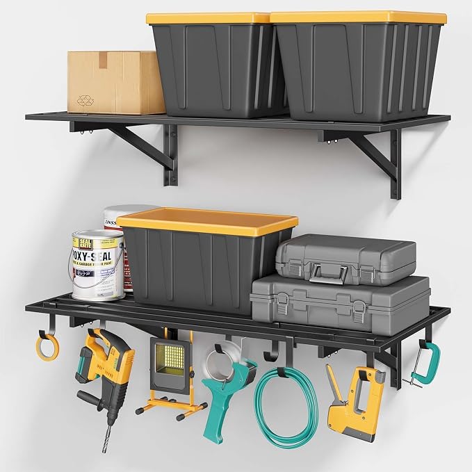 2-Pack 2x4ft Garage Shelving Wall Mounted, 400LB Capacity by Jusgym