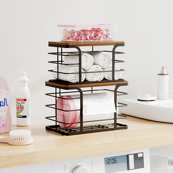 2 Pack Storage Stackable Kitchen Laundry Pantry Organizers, Wall Mount Trash - Image 8