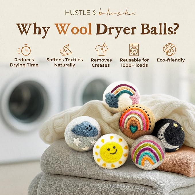 Fluff Ewes Wool Dryer Balls 6 Pack Premium New Zealand Wool Laundry Balls - Image 2