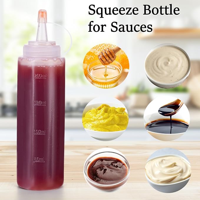 Condiment Squeeze Bottles Ketchup Dispenser, 4 Pack 8oz Squeeze Bottles - Image 5