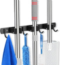 voze 3 Racks and 4 Hooks Mop and Broom Holder Wall Mount, Self Adhesive Heavy by voze