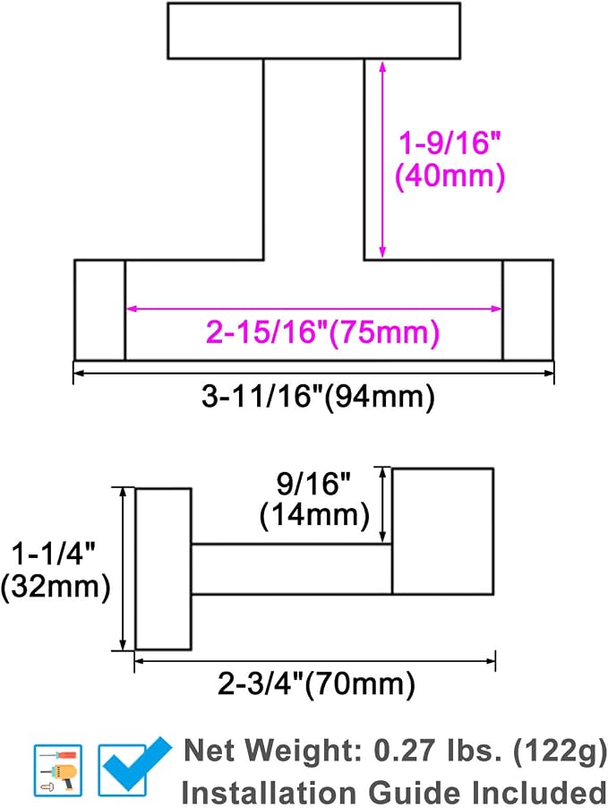 Angle Simple Bathroom Double Hook 2 PCS, SUS304 Stainless Steel Hand Towel - Image 9