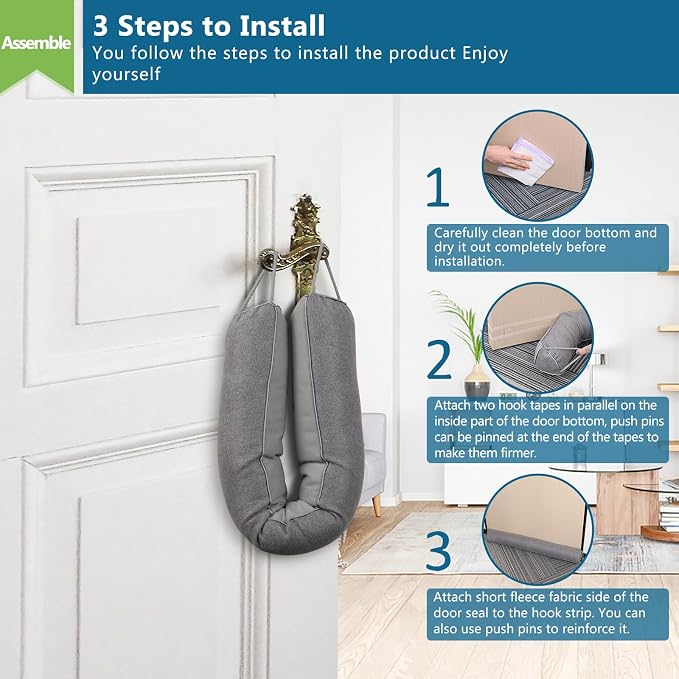 Triangular Under Door Draft Stopper 40 inch Heavy Duty Door Draft Blocker - Image 7