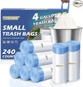 240 Count 4 Gallon Small Trash Bags Drawstring 1.1 Mil by TFORING%C2%AE