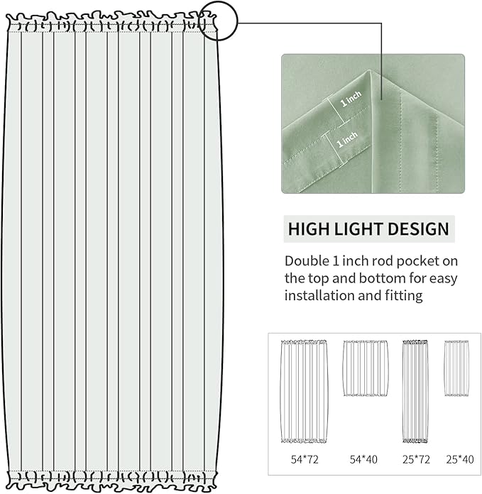 DWCN French Door Curtains – Rod Pocket Thermal Blackout Curtain - Image 3