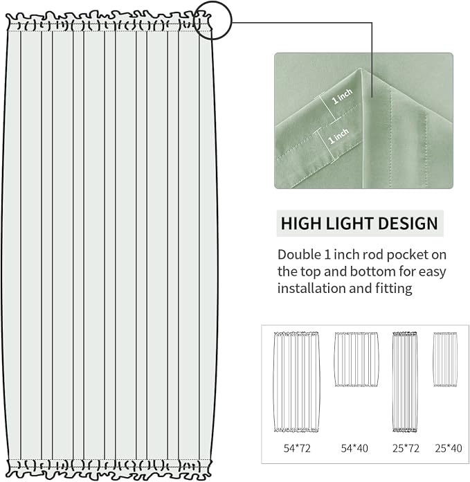 DWCN French Door Curtains – Rod Pocket Thermal Blackout Curtain - Image 3